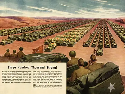 Advertisement for Dodge’s war production efforts during World War II.