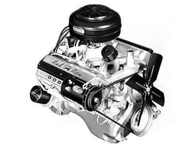 1955 Dodge Red Ram HEMI V8 engine, 270 cubic inches.